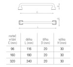 Bosetti Marella Nábytková úchytka rustikální Brera rozteč: 320mm starobronz (356224)