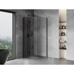 MEXEN/S - Mist-F sprchový kout skládací dveře levá 70 x 70, transparent, černá 8A6T-070-070-70-00-L