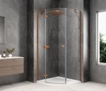 POLYSAN - GLOBE COPPER MATT čtvrtkruhový sprchový kout 900x900, čiré sklo, levé GB2690LPG
