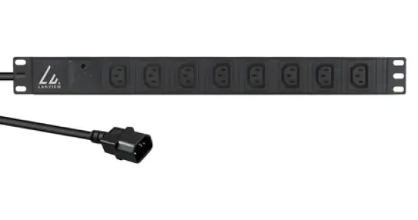 Lanview 19" PDU 8x C13 černá / PDU / 1U / 3 m / 230 V / 13 A (LVR-2MC14-SPD-C13X8)