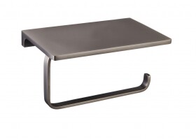 RAV Slezák - NIL - Koupelnový doplněk Držák toaletního papíru s odkládací poličkou, Metal Grey NLA0403MG NLA0403MG