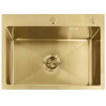 REA - Ocelový dřez Liam BRUSH GOLD s kuchyňskou baterií KPL-96007