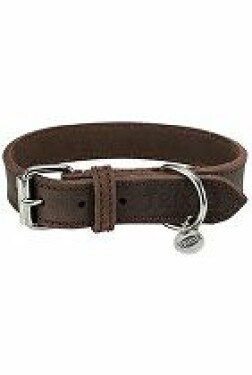 Obojek kožený Rustic M-L 42-48cm/25mm tm.hnědý TR