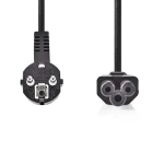 NEDIS napájecí kabel 230V Černý / přípojný 10A / konektor IEC-320-C5 / úhlová zástrčka Schuko/ trojlístek / 2m (CEGP10100BK20)