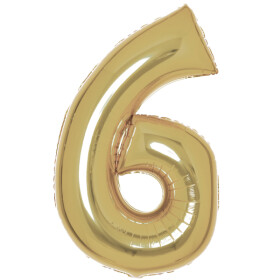 Balónek fóliový narozeniny číslo 6 zlatý 86 cm Balónek fóliový narozeniny číslo 6 zlatý 86 cm