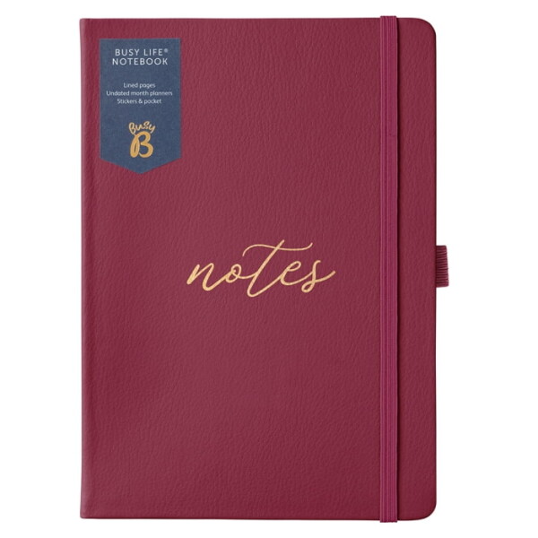 Busy B Linkovaný notes Burgundy A5, červená barva, papír