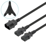 Manhattan napájecí kabel IEC C14 - 2x IEC C13 černý / Napájecí kabel / rozbočovací / 1,8 m / 250 V (157469)