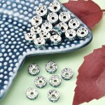 Mosazná rondelka - stříbrná - světle modrá - třída A - ∅ 8 x 3,8 mm - 1 ks
