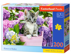 Puzzle Castorland 200 dílků - Kotě v košíku