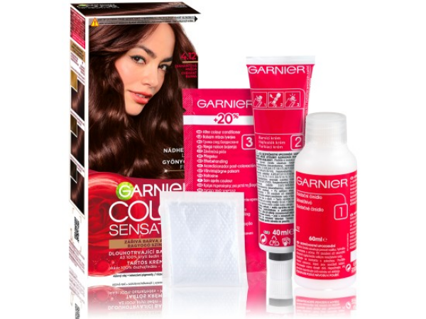 Garnier Color Sensation permanentní barva na vlasy 4.12 diamantová hnědá, 60+40+10ml