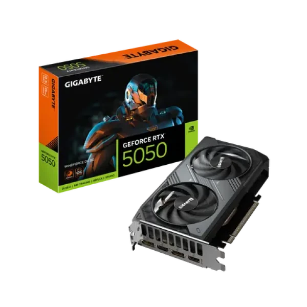 GIGABYTE GeForce RTX 5050 WINDFORCE OC 8GB / 2587MHz / 8GB GDDR6 / 128-bit / 2x HDMI + 2x DP / 550W (8) (GV-N5050WF2OC-8GD)