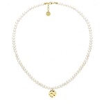 Perlový choker náhrdelník Bibiana Gold - chirurgická ocel, perla, Zlatá 45 cm + 3 cm (prodloužení) Bílá