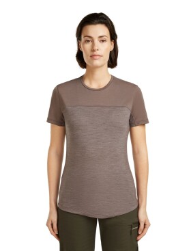 Dámské merino triko s krátkým rukávem ICEBREAKER Wmns 125 Cool-Lite Sphere III SS Tee Colour Block, Porcini Hthr/Porcini/Cb velikost: S