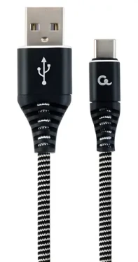 Cablexpert USB-A - USB-C černo-bílá / USB kabel / opletený / 1 m (CC-USB2B-AMCM-1M-BW)