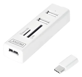 Digitus USB-C OTG bílá / Hub / 3 porty USB / čtečka karet (DA-70243)