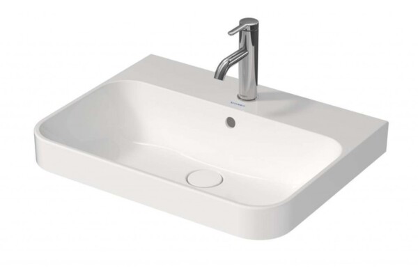 DURAVIT - Happy D.2 Plus Umyvadlo na desku, 60x46 cm, s přepadem, s otvorem pro baterii, WonderGliss, bílá 23606000001