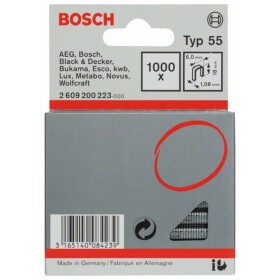 Bosch Accessories 2609200223 sponky s úzkým hřbetem Typ 55 1000 ks Rozměry (d x š) 18 mm x 6 mm