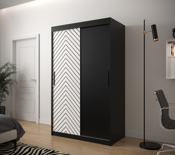 Šatní skříň Abi Jodelka Barva korpusu: Černá, Rozměry: 120 cm, Dveře: Bílá mat