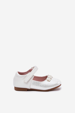 Dětské Baletky Na Suchý Zip S Květinami Bílé Nikione 26