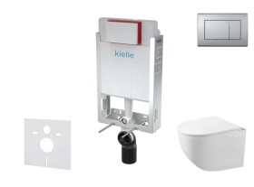 Kielle - Genesis Set předstěnové instalace, kompaktního klozetu Gaia, sedátka softclose a tlačítka Gemini III, matný chrom 30505SZ56