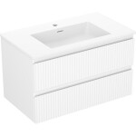 MEXEN/S - Rivel koupelnová skříňka 80 cm s umyvadlem Otis, 2 zásuvky, reliéf , bílá mat 91A20-08047-2-BFF01-W18M01
