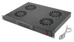 Lanberg 19" Ventilační jednotka černá / Ventilační jednotka / 4x ventilátor / LCD displej / Termostat / 230V (AK-1503-B)