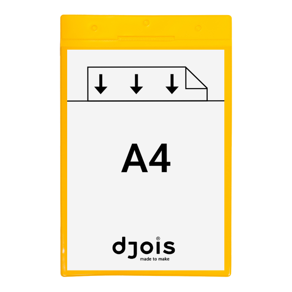 Djois závěsná identifikační kapsa s otvory, A4, žlutá, 10 ks