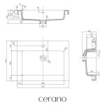 CERANO - Umyvadlo z litého mramoru Ovo - s přepadem - bílá lesklá - otvor pro baterii- 60,5x46,5 CER-004297