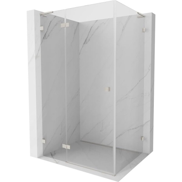 MEXEN/S - Lunar L sprchový kout dveře křídlové levá 85 x 90, transparent, nikl kartáčovaný 834L-085-090-97-00-L