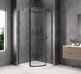 POLYSAN - GLOBE GUN METAL čtvrtkruhový sprchový kout 900x900, čiré sklo, pravé GB2690RGM