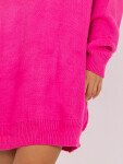 Fluo růžové volné pletené šaty s výstřihem do V RUE PARIS