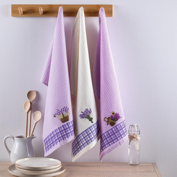 Sada vaflových utěrek LAVENDE 3 ks