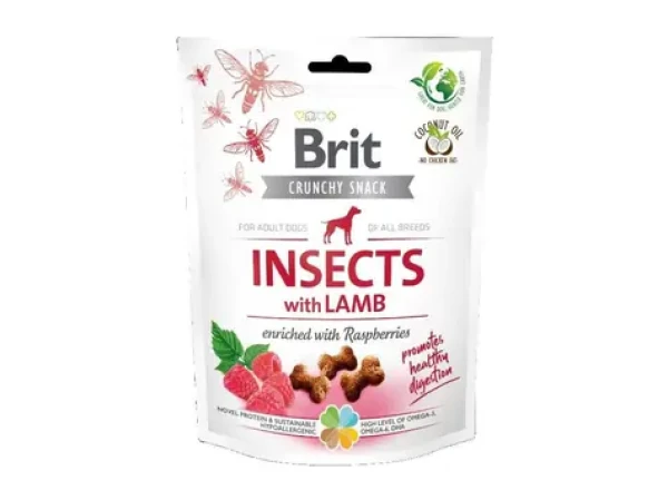 Brit Care Dog Crunchy Cracker s hmyzem + jehněčím a maliny 200g (8595602551477)