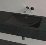 VILLEROY & BOCH - Loop&Friends Umyvadlo, 68x45 cm, bez přepadu, bez otvoru pro baterii, CeramicPlus, Pure Black 4A5801R7