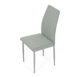Židle jídelní, zelená látka, šedé kovové nohy