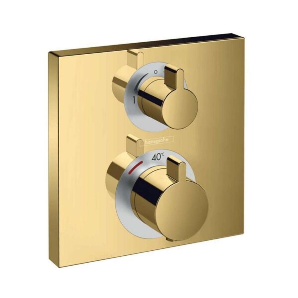 HANSGROHE - Ecostat Square Termostatická baterie pod omítku pro 2 spotřebiče, zlatá 15714990