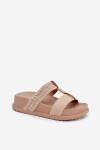 Dámské nazouváky na platformě ZX6092-2 226369 béžové - Sweet Shoes 39