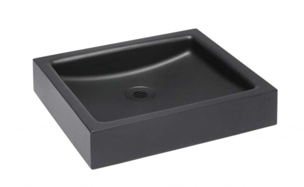 SANELA - Nerezová umyvadla Umyvadlo na desku, 40x35 cm, bez přepadu, matná černá SLUN 73AV