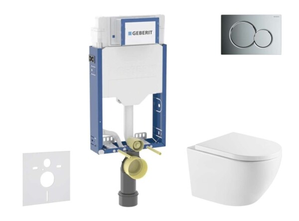 GEBERIT - Kombifix Set předstěnové instalace, klozetu Oudee a sedátka softclose, tlačítko Sigma01, lesklý chrom SANI15CA1144
