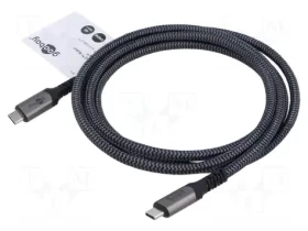 Goobay 74213 černá/šedá / Datový a nabíjecí kabel / USB-C - USB-C / 40 Gbps / PD 240 W / 1,8 m (74213)