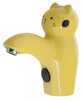 SAPHO - KID Senzorová stojánková keramická baterie 6V DC (4xAA), kočka, žlutá PS402Y