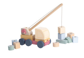 CUBIKA Pastel 15917 Autojeřáb s magnetem - dřevěná skládačka 14 dílů