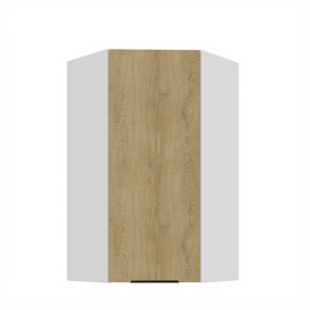 Horní rohová skříňka Cremona 60x60 GN-108 1F (45°) Barva korpusu: Bílá, Barva dvířek: Dub Cremona