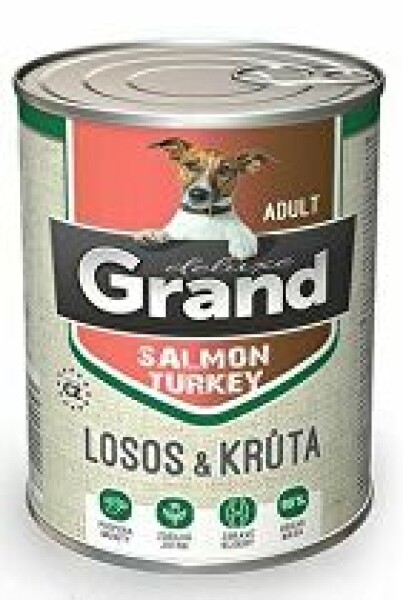 GRAND konz. pes deluxe 100% losos a krůta adult 400g