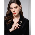 Luxusní brož se zirkony Natasha - tulipán, Zlatá