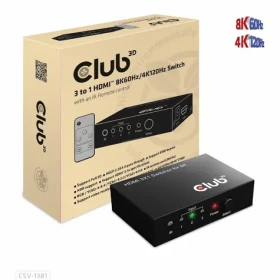 Club3D CSV-1381 HDMI switchbox černá / 3× HDMI vstup / 8K 60Hz / 4K 120Hz / HDMI 2.1a (CSV-1381)