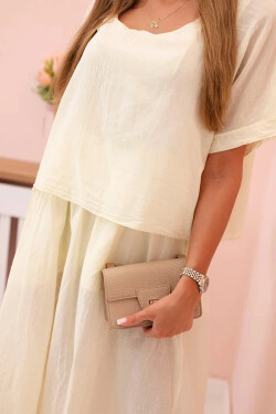 Dámské bavlněné šaty s volným střihem žlutý UNI