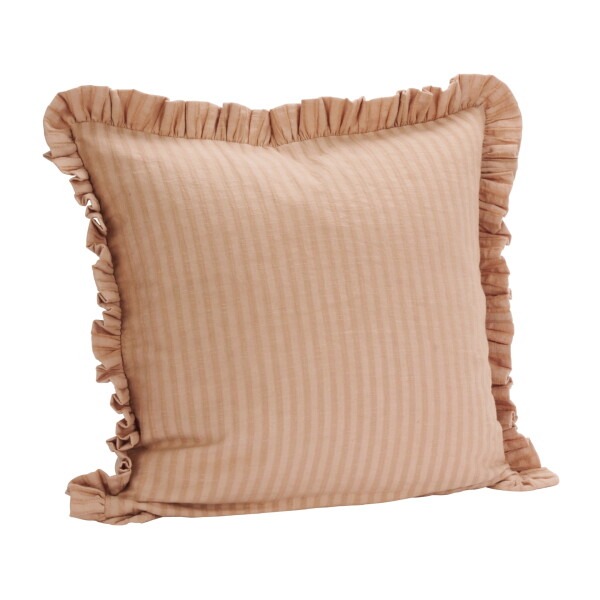 MADAM STOLTZ Povlak na polštář Ruffled Peach Pink 50 × 50 cm, růžová barva, oranžová barva, textil