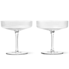 Ferm Living Skleničky na šampaňské Ripple 150 ml – sada 2 ks, čirá barva, sklo