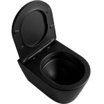 CERANO - WC závěsné Hugo, Vortex - vírové splachování + Slim/SoftClose sedátko - černá matná - 53x36 CER-680364